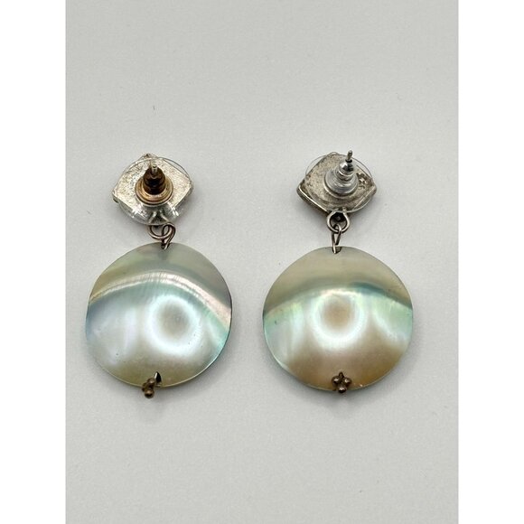 925 Sterling Silver & Mother Of Pearl Dangle Earrings - Picture 2 of 7
